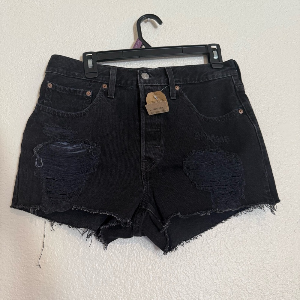 levis 501 womens black denim shorts